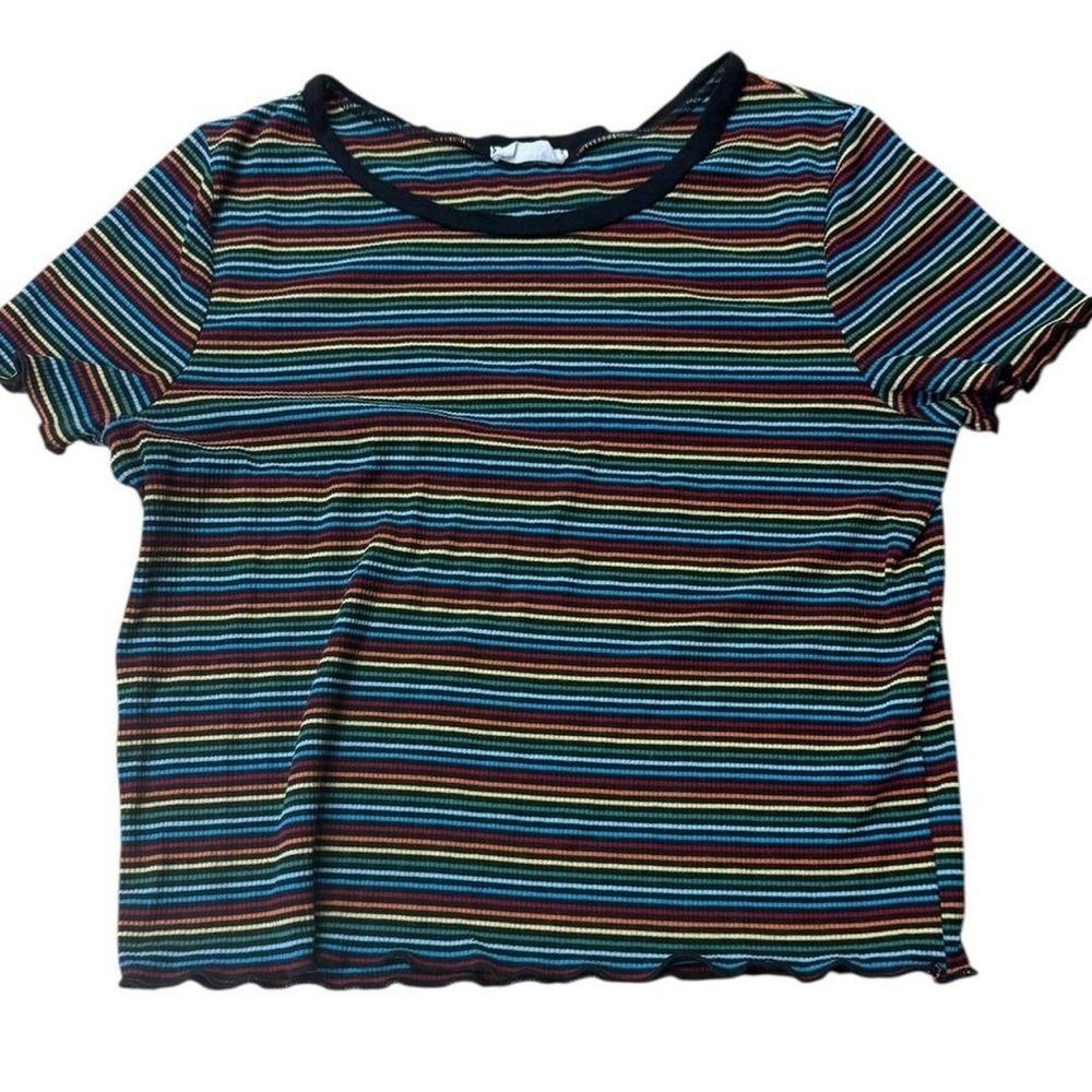 Multi-coloured striped cropped top with scalloped hem #croptop
Love, never fails